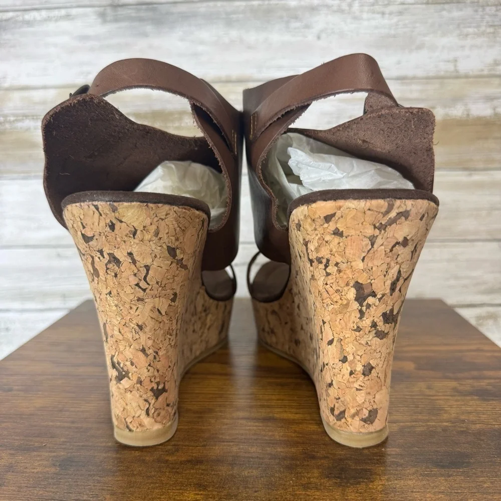 Corkys Aurora Chocolate Wedge Cork Sandals Women’s Size 10